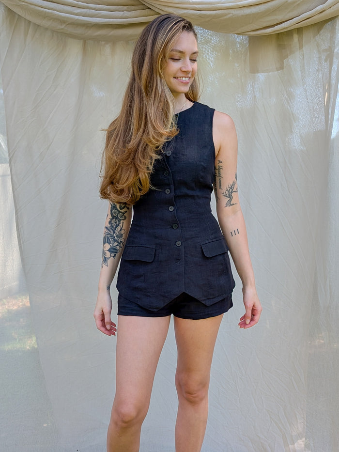 Low Rise Linen Shorts