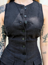 Button Up Linen Vest