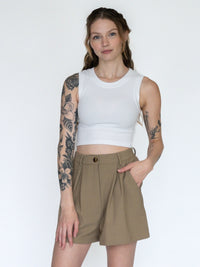 High Waist Trouser Shorts