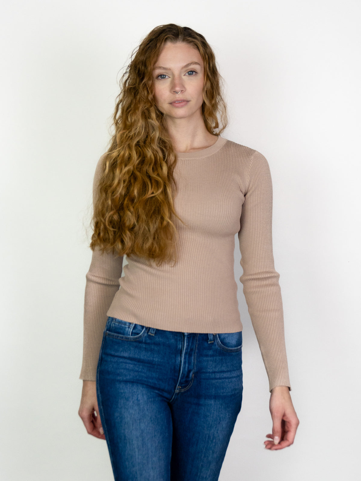 Ribbed Crew Neck Long Sleeve