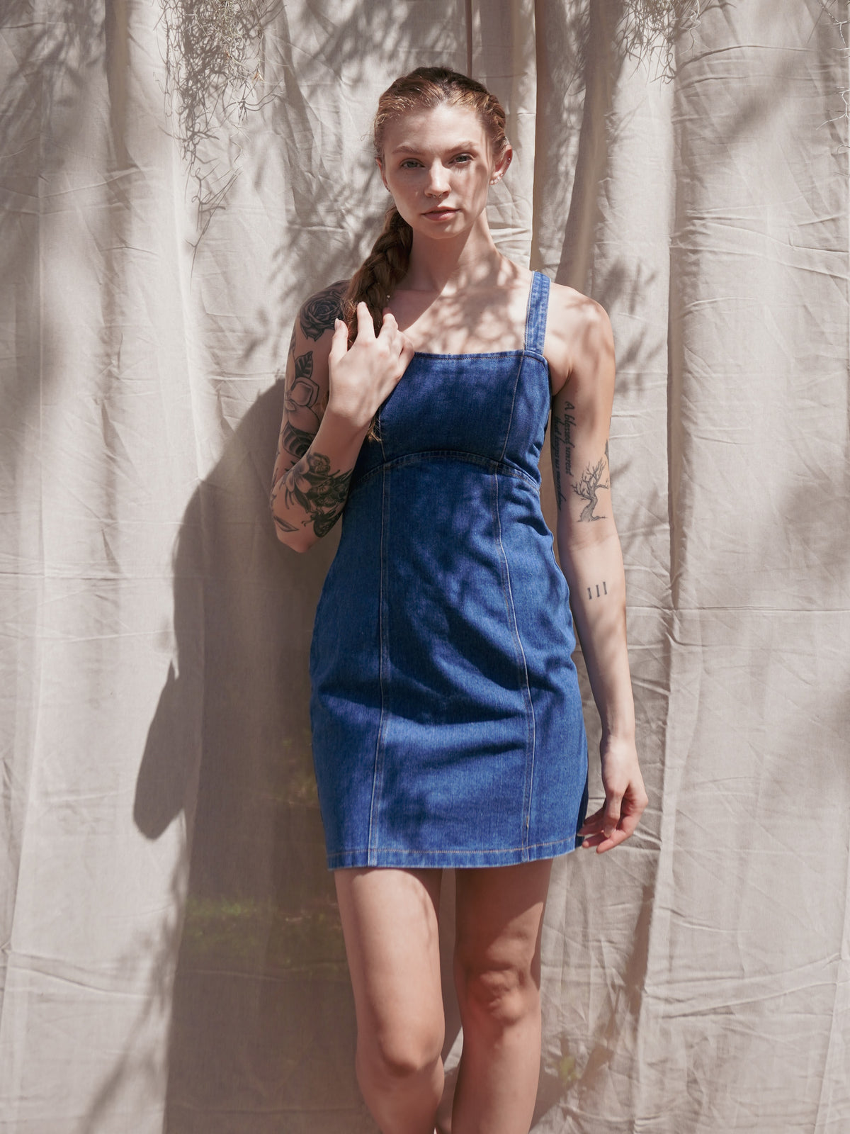 Lace Up Denim Dress