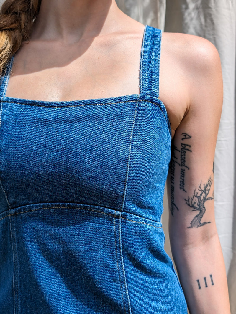 Lace Up Denim Dress