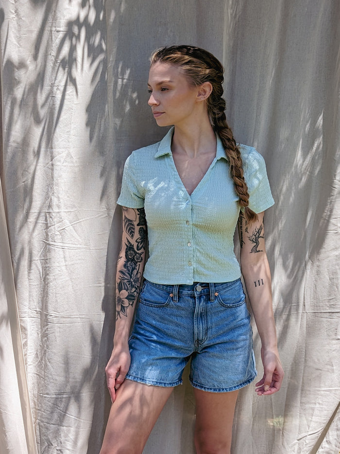 Cropped Button Up Top