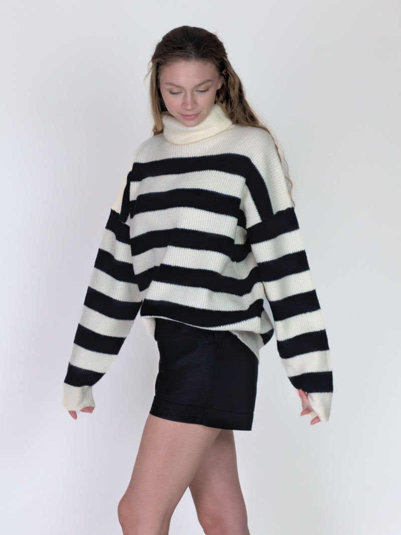 Striped Turtleneck Sweater