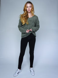 Pointelle V Neck Sweater