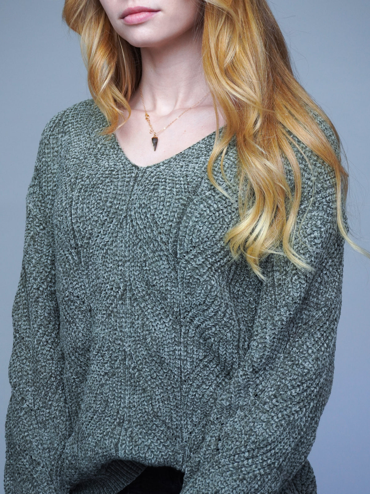 Pointelle V Neck Sweater