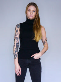 Rib Knit Sleeveless Turtleneck