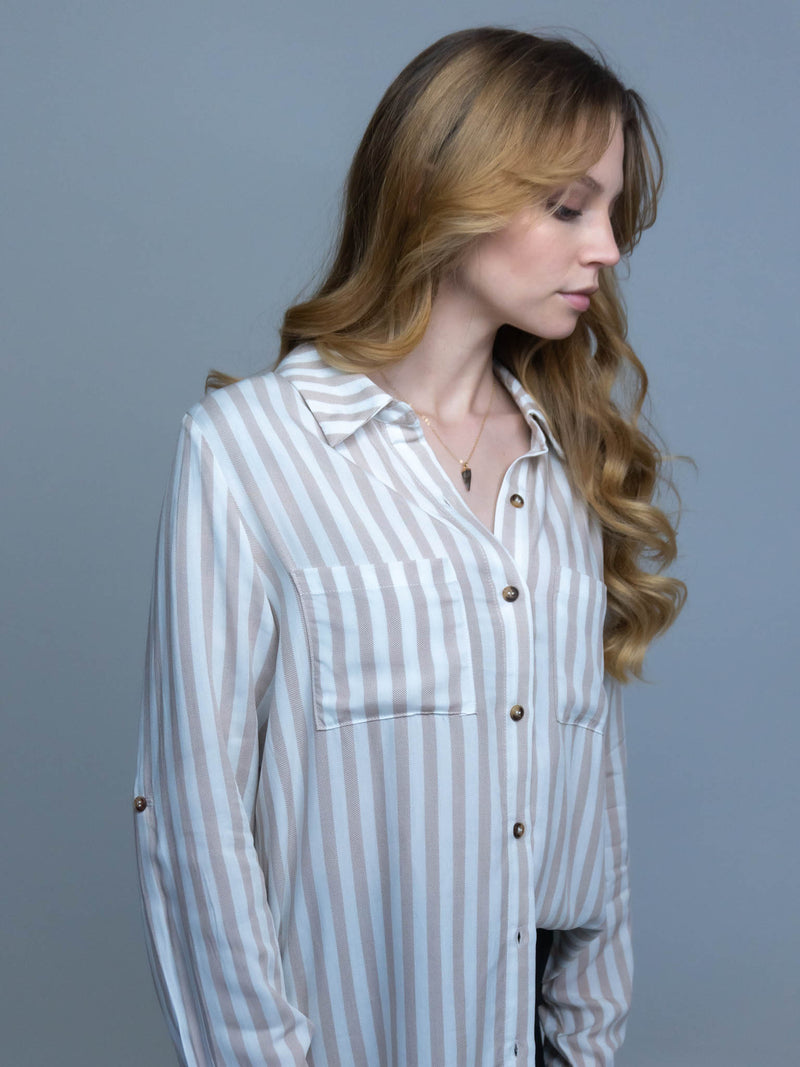 Striped Loose Fit Button Down