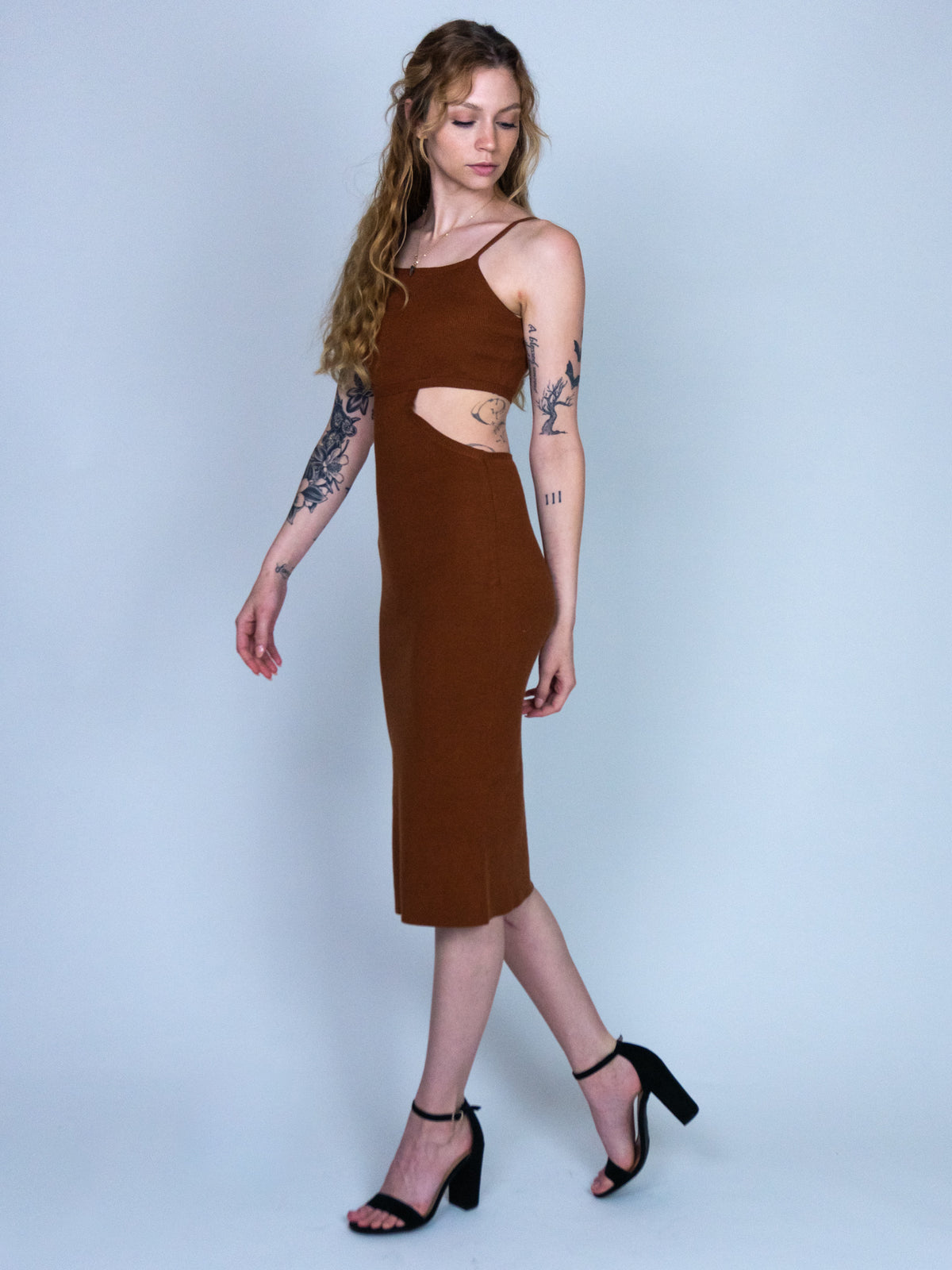 Knit Cut Out Dress Taupe / Large Knit Cut Out Dress Taupe / Large
