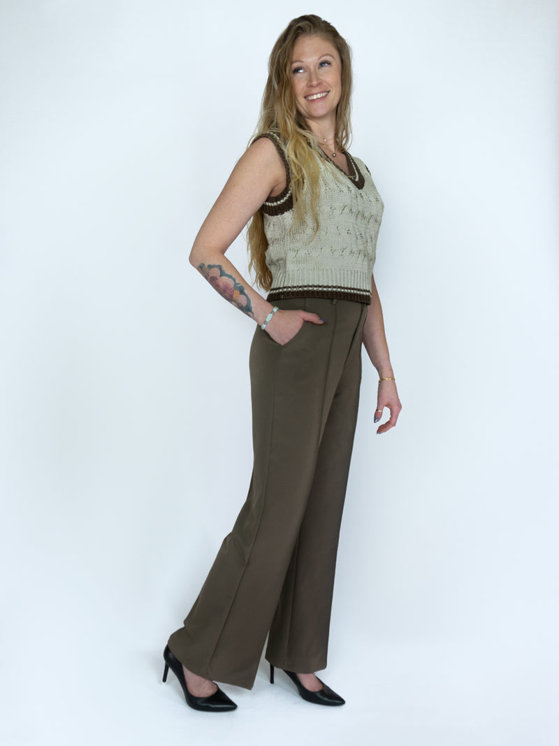 Pleated Straight Leg Pants