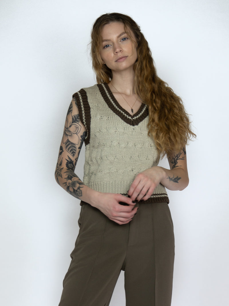 Cropped Cable Knit Vest