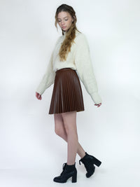 Pleated Leather Skirt