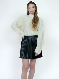 Pleated Leather Skirt