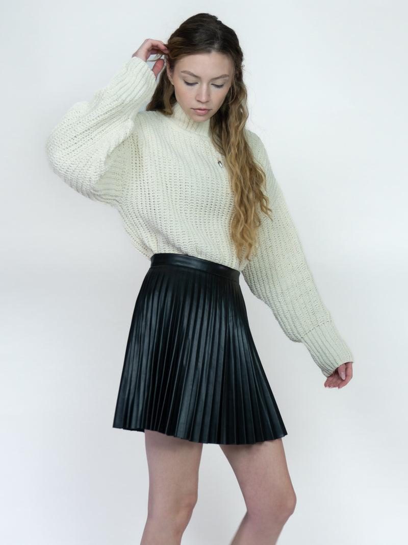 Pleated Leather Skirt